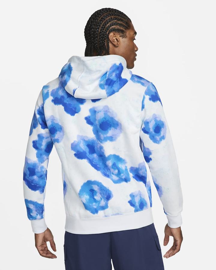 Sudadera Con Capucha Nike Sportswear Club Fleece Floral Hombre Gris | YRGLM-2713