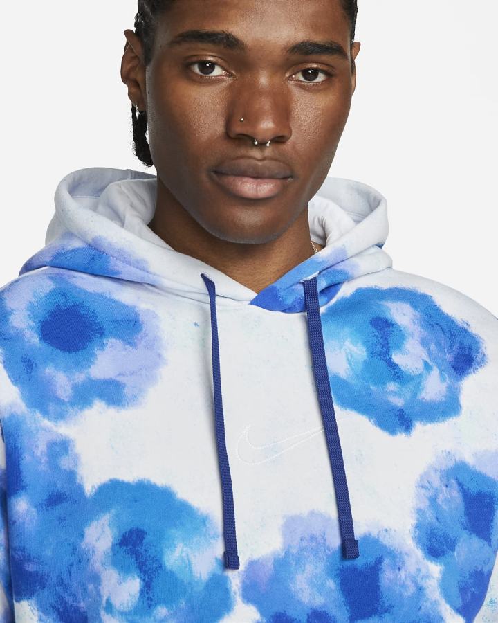 Sudadera Con Capucha Nike Sportswear Club Fleece Floral Hombre Gris | YRGLM-2713
