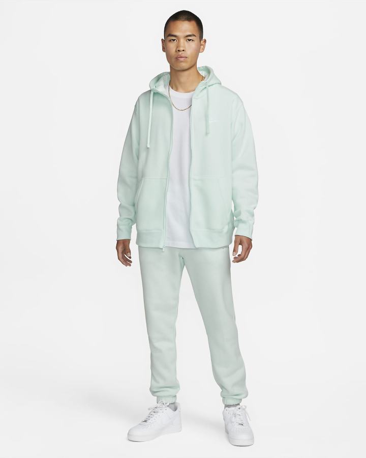 Sudadera Con Capucha Nike Sportswear Club Fleece Full-Zip Hombre Verde Blancas | YZHJT-3827