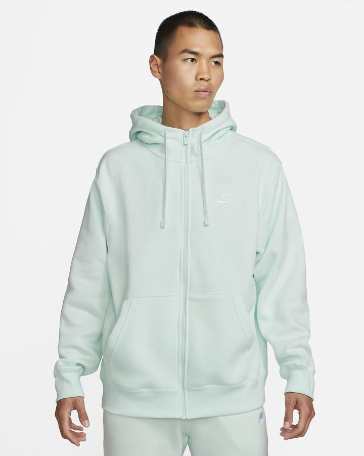 Sudadera Con Capucha Nike Sportswear Club Fleece Full-Zip Hombre Verde Blancas | YZHJT-3827