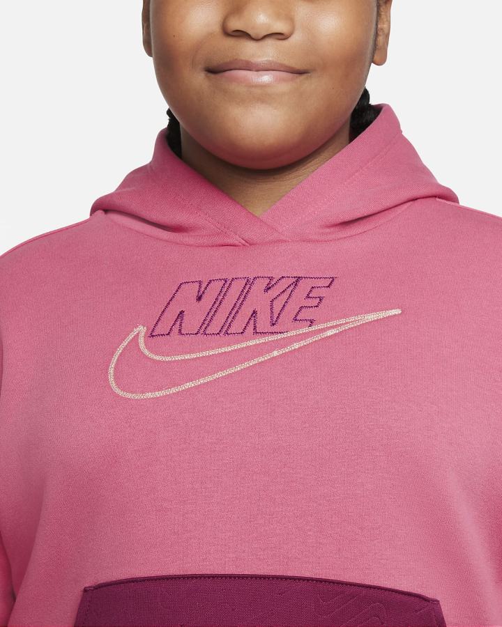 Sudadera Con Capucha Nike Sportswear Club Fleece Kids (Extended Size) Niña Rosas Burdeos | ZOTLJ-2317