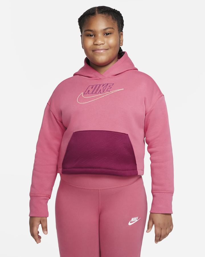 Sudadera Con Capucha Nike Sportswear Club Fleece Kids (Extended Size) Niña Rosas Burdeos | ZOTLJ-2317