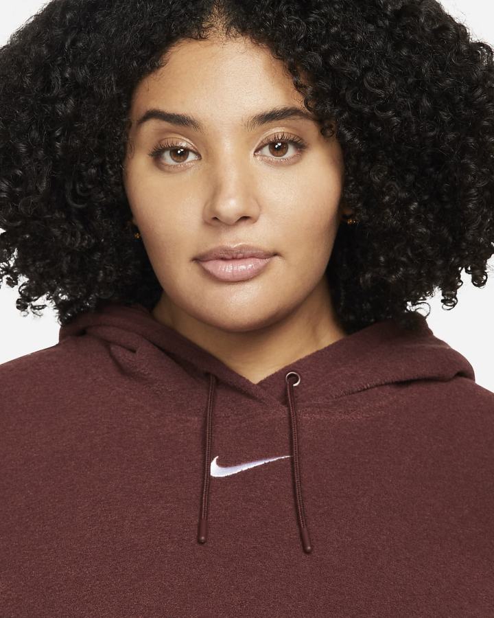Sudadera Con Capucha Nike Sportswear Essentials Plush (Plus Size) Mujer Marrones Blancas | LAEMC-0487