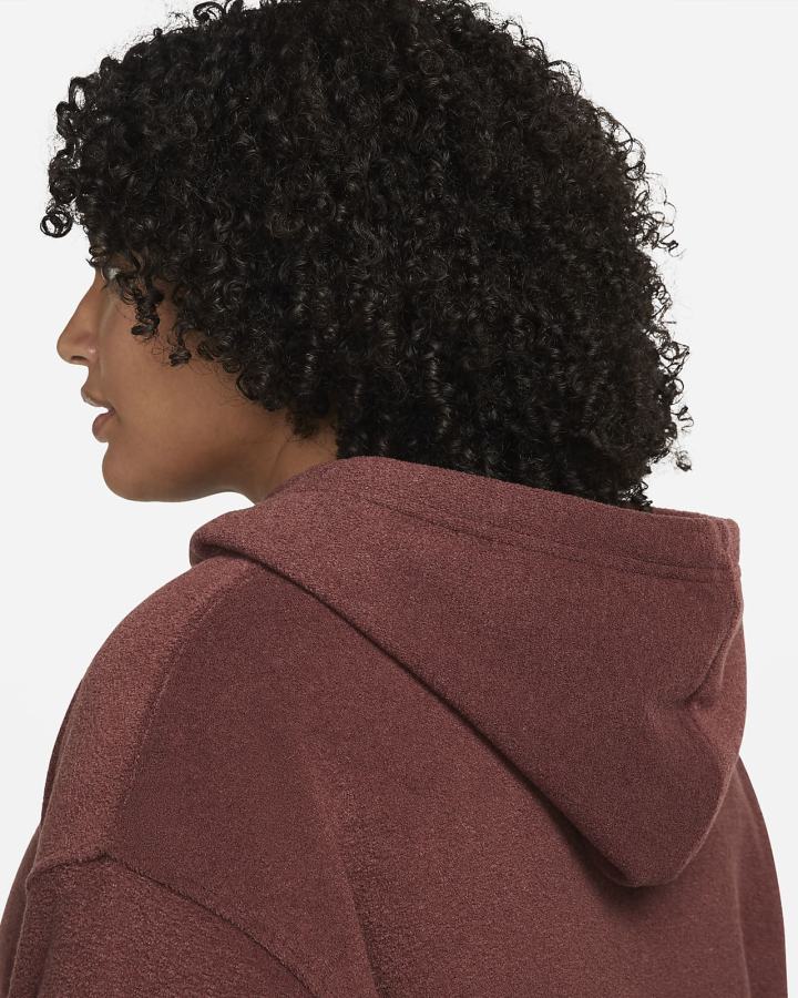 Sudadera Con Capucha Nike Sportswear Essentials Plush (Plus Size) Mujer Marrones Blancas | LAEMC-0487