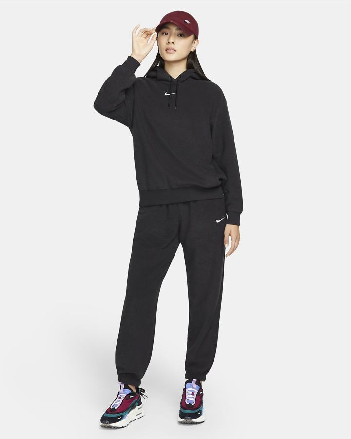 Sudadera Con Capucha Nike Sportswear Essentials Plush (Plus Size) Mujer Negras | TJSBZ-5687