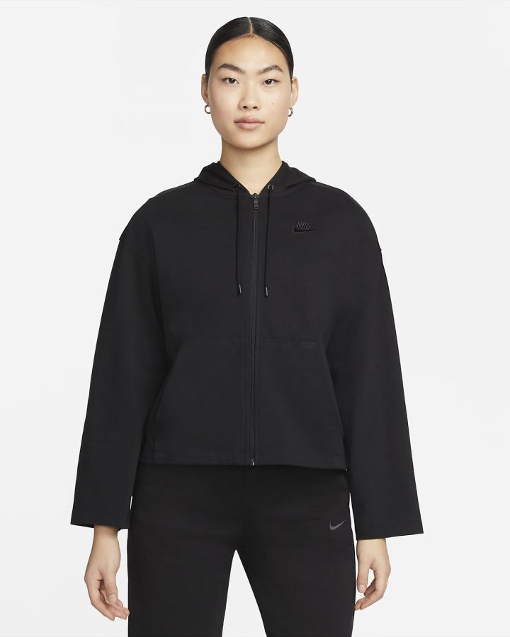 Sudadera Con Capucha Nike Sportswear Full-Zip Mujer Negras | GVIKR-4389