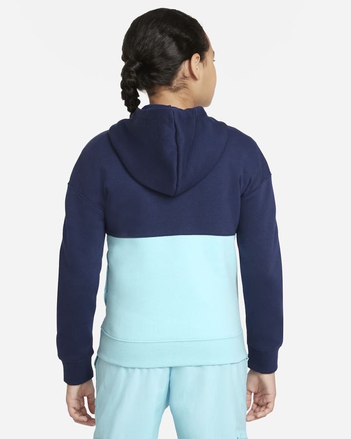 Sudadera Con Capucha Nike Sportswear Heritage Kids French Terry Niña Azul Marino | NVSZY-7192