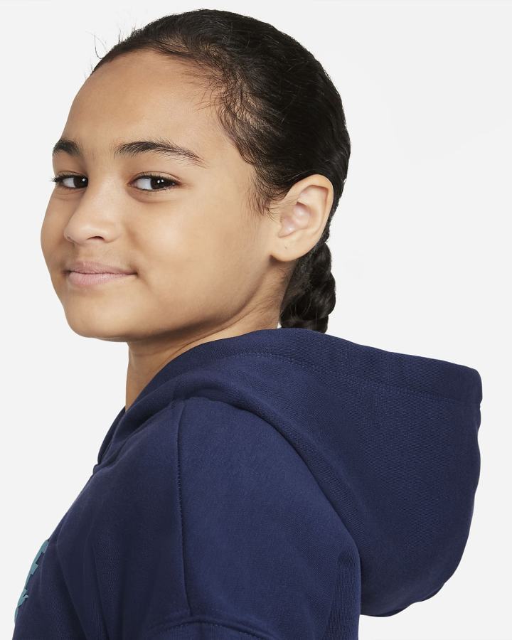 Sudadera Con Capucha Nike Sportswear Heritage Kids French Terry Niña Azul Marino | NVSZY-7192