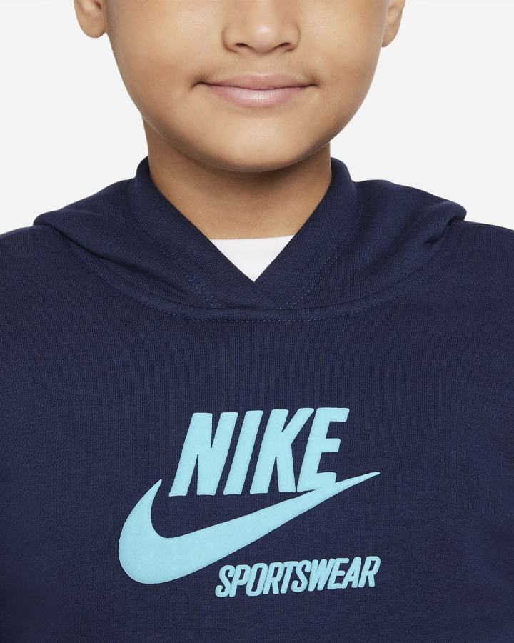 Sudadera Con Capucha Nike Sportswear Heritage Kids French Terry Niña Azul Marino | NVSZY-7192