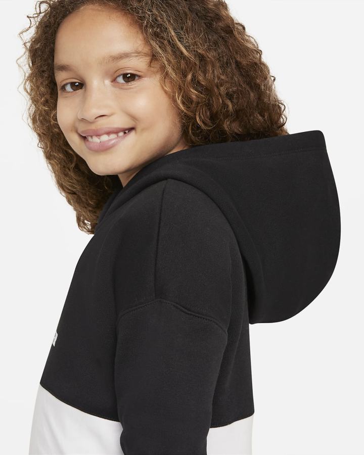 Sudadera Con Capucha Nike Sportswear Heritage Kids French Terry Niña Negras Blancas | OZMER-9876