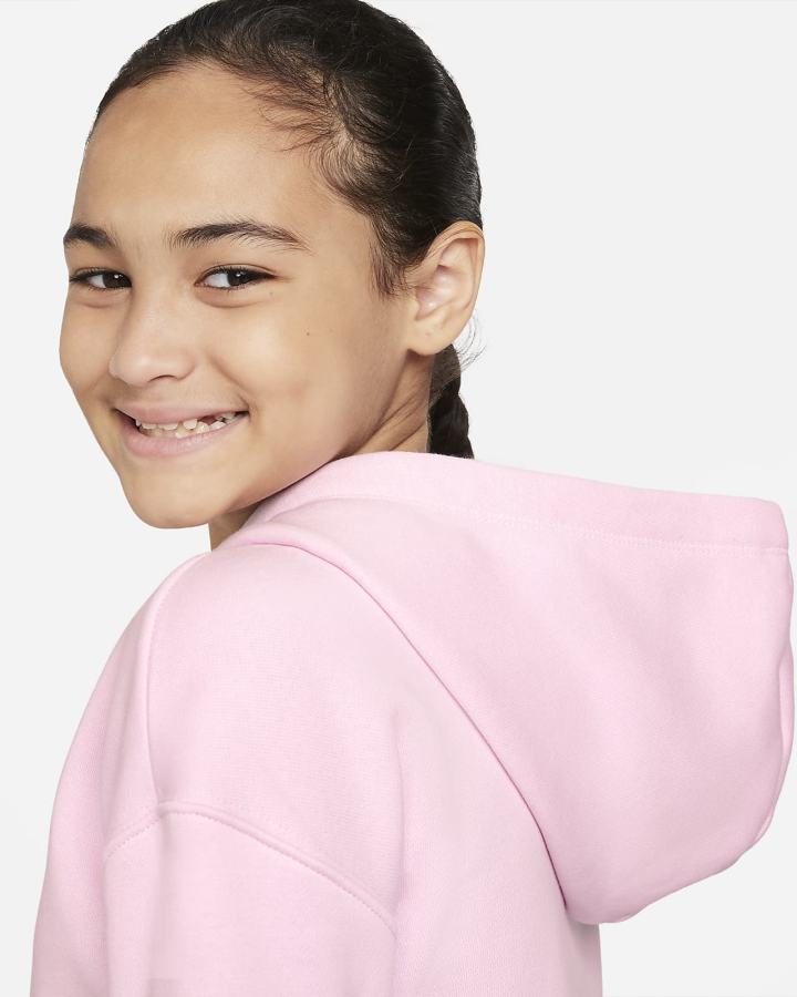 Sudadera Con Capucha Nike Sportswear Heritage Kids French Terry Niña Rosas Rosas | WIZMK-4815