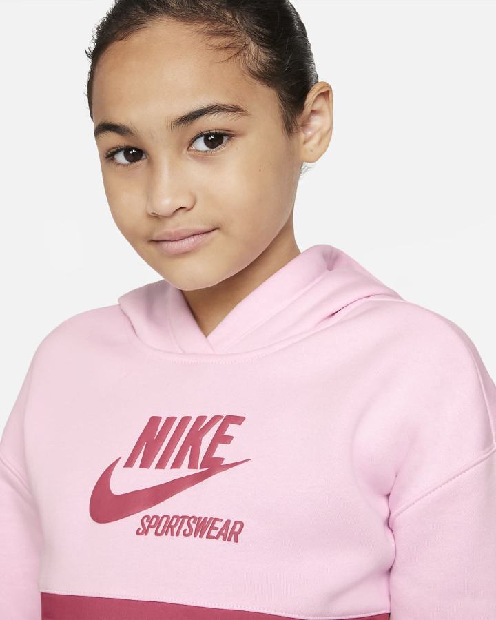 Sudadera Con Capucha Nike Sportswear Heritage Kids French Terry Niña Rosas Rosas | WIZMK-4815