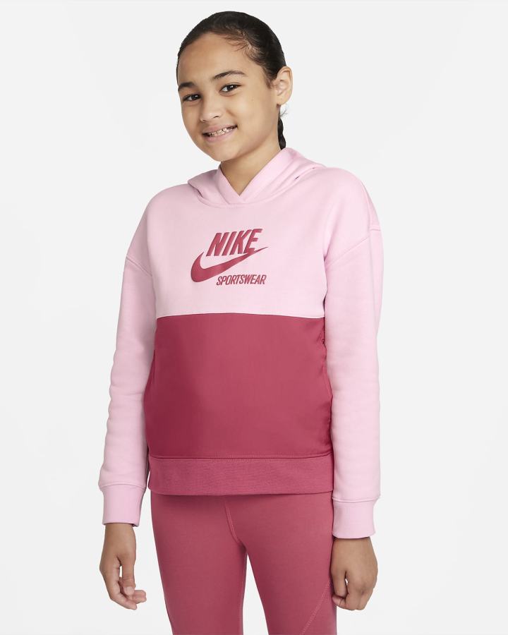 Sudadera Con Capucha Nike Sportswear Heritage Kids French Terry Niña Rosas Rosas | WIZMK-4815