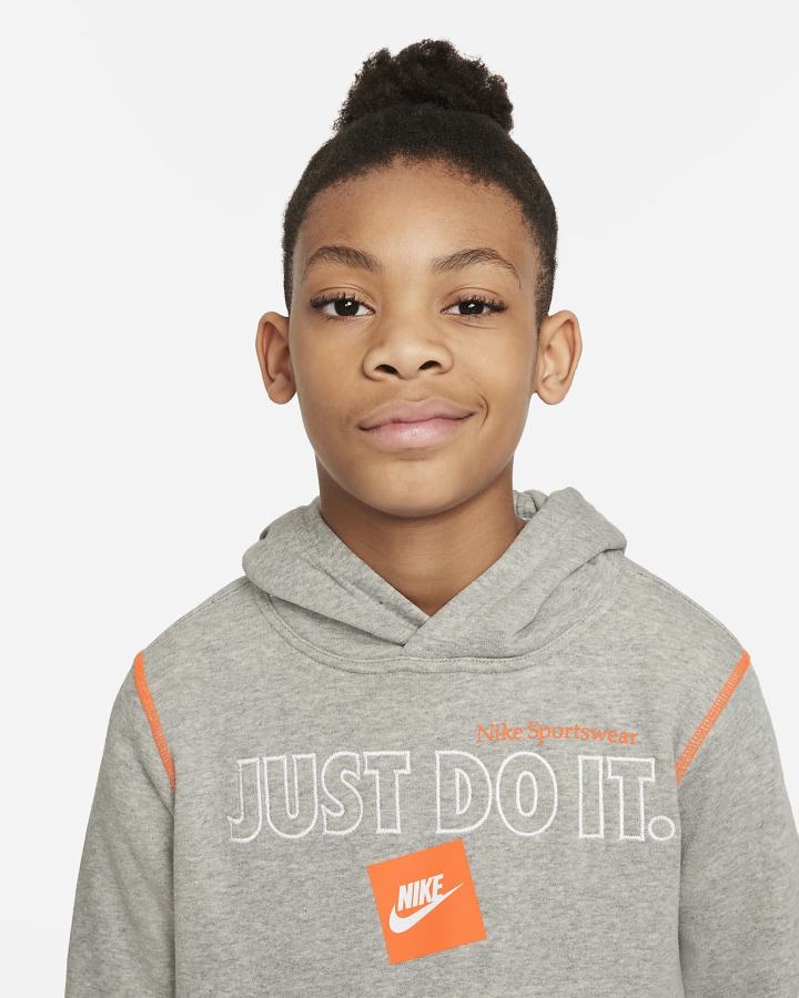 Sudadera Con Capucha Nike Sportswear JDI Kids Niño Gris Oscuro Naranjas | HBEQJ-7489
