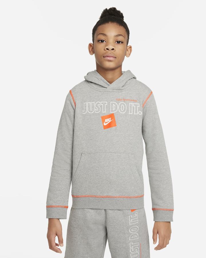 Sudadera Con Capucha Nike Sportswear JDI Kids Niño Gris Oscuro Naranjas | HBEQJ-7489