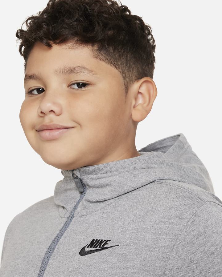 Sudadera Con Capucha Nike Sportswear Kids Full-Zip (Extended Size) Niño Gris Oscuro Negras | CHEQI-4209