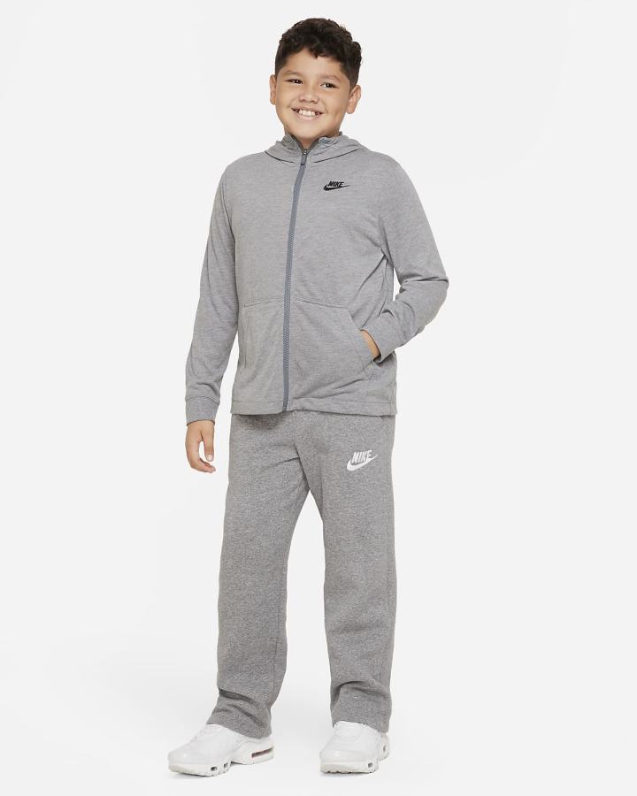 Sudadera Con Capucha Nike Sportswear Kids Full-Zip (Extended Size) Niño Gris Oscuro Negras | CHEQI-4209