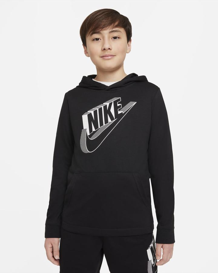 Sudadera Con Capucha Nike Sportswear Kids Niño Negras Blancas | DMIRX-2319