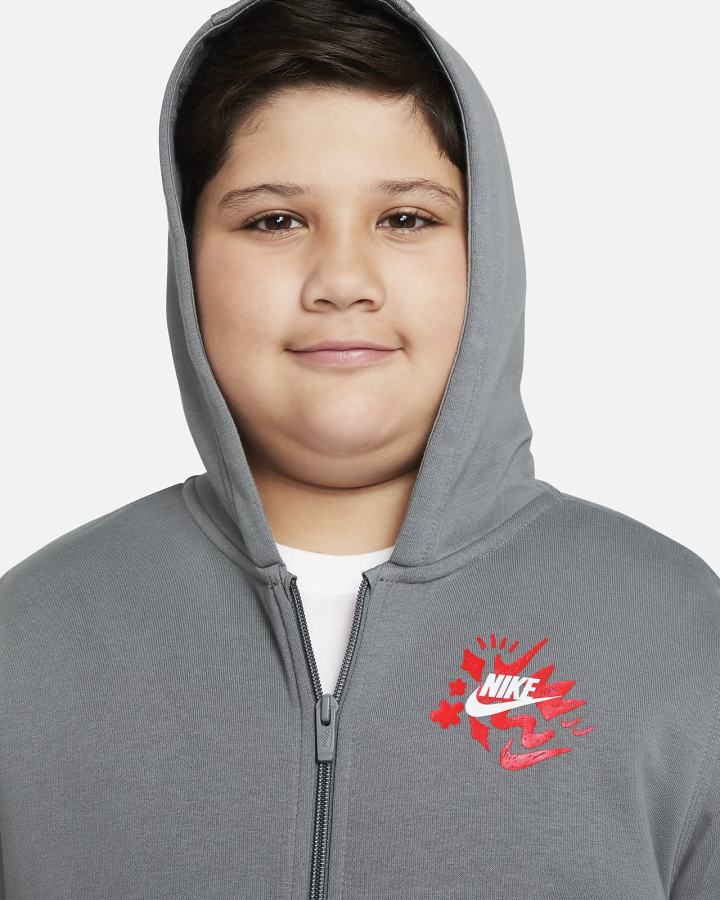 Sudadera Con Capucha Nike Sportswear Kids Full-Zip Niño Gris Rojas | GJFAH-8164
