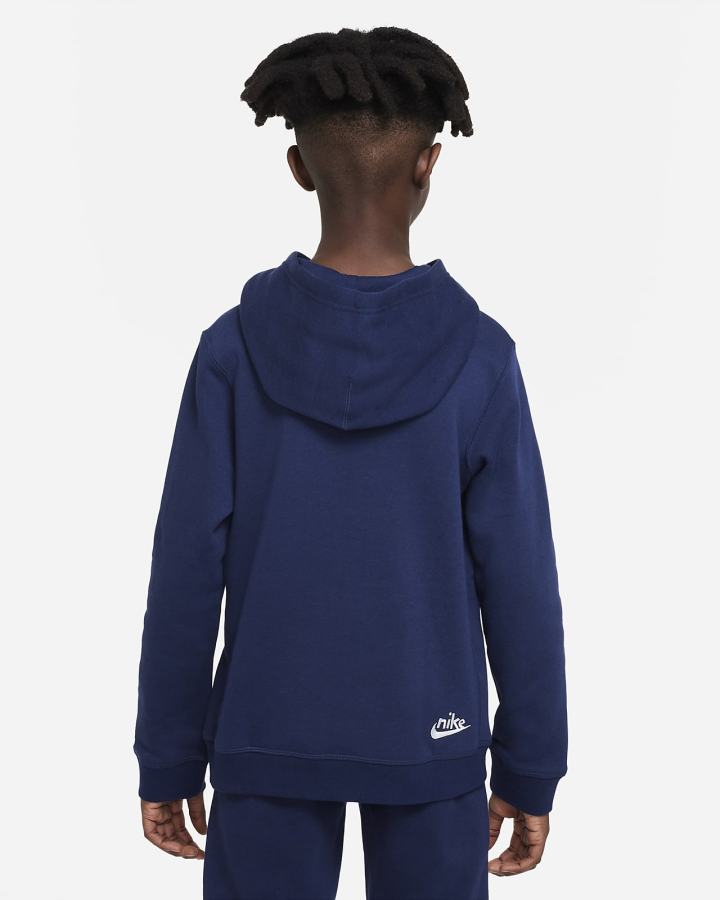 Sudadera Con Capucha Nike Sportswear Kids Niño Azul Marino Blancas | IPGML-0298