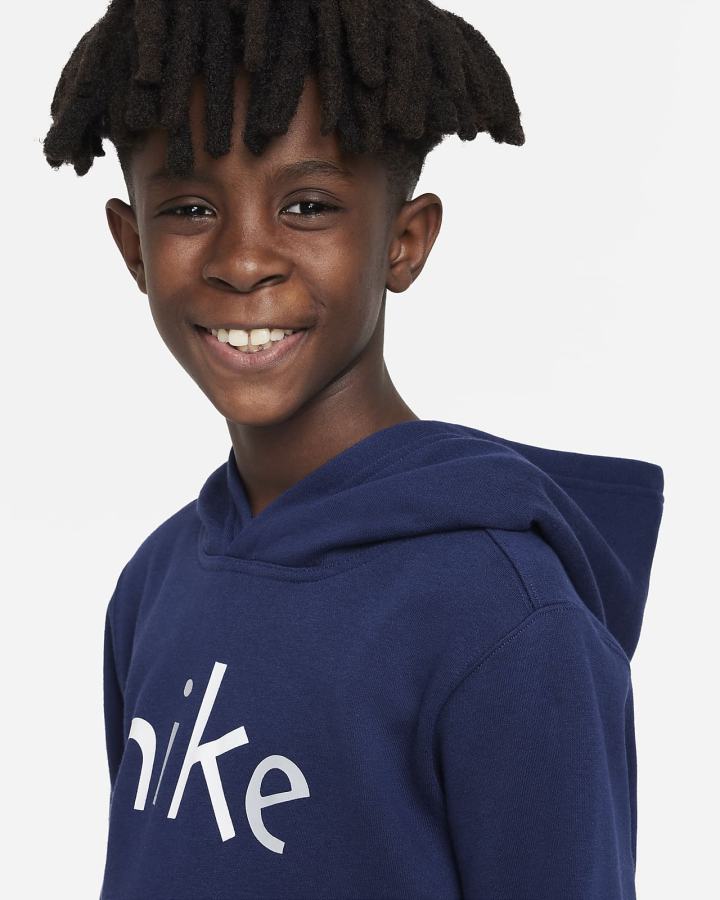 Sudadera Con Capucha Nike Sportswear Kids Niño Azul Marino Blancas | IPGML-0298