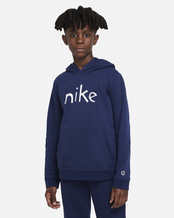 Sudadera Con Capucha Nike Sportswear Kids Niño Azul Marino Blancas | IPGML-0298