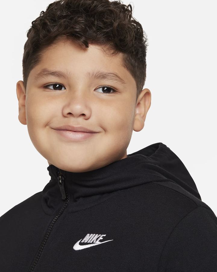 Sudadera Con Capucha Nike Sportswear Kids Full-Zip (Extended Size) Niño Negras Blancas | JUYKS-5817