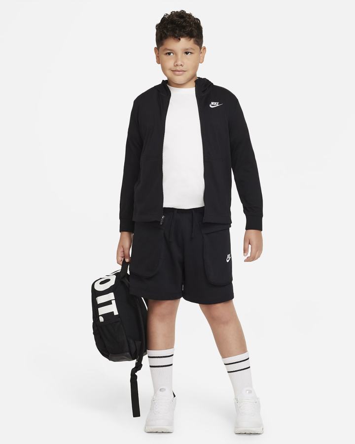 Sudadera Con Capucha Nike Sportswear Kids Full-Zip (Extended Size) Niño Negras Blancas | JUYKS-5817