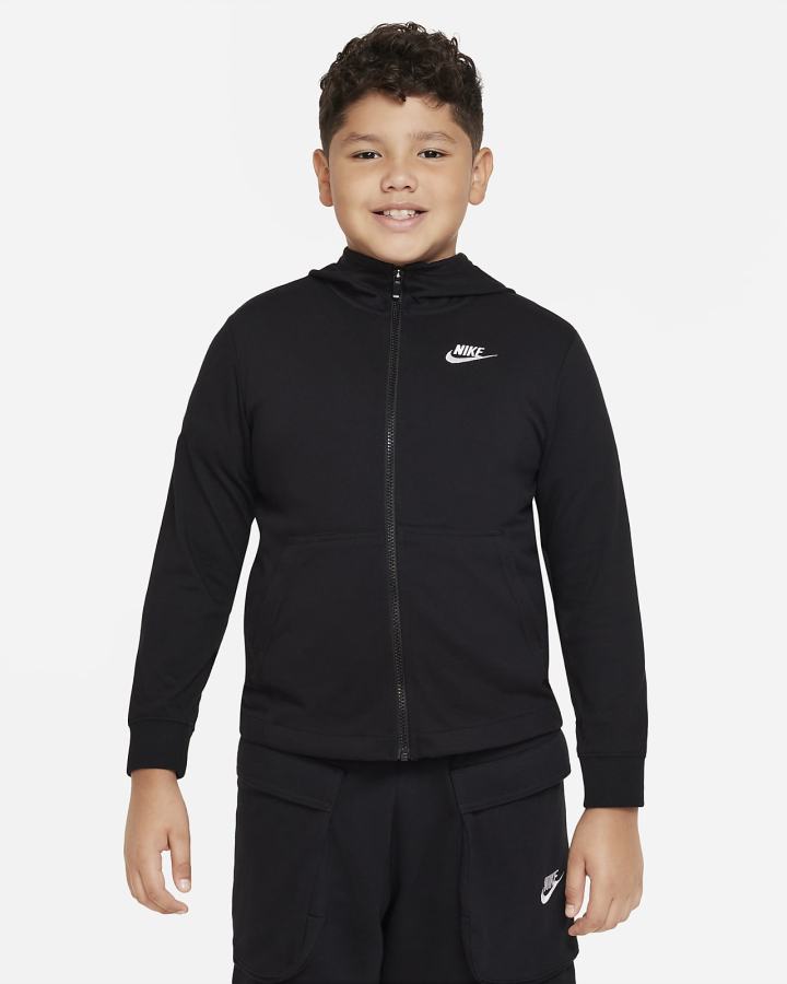 Sudadera Con Capucha Nike Sportswear Kids Full-Zip (Extended Size) Niño Negras Blancas | JUYKS-5817