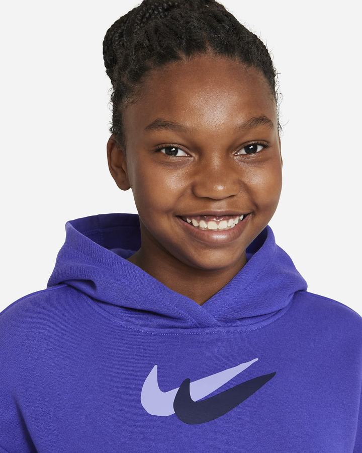 Sudadera Con Capucha Nike Sportswear Kids Fleece Niña Blancas | JYFBG-5297