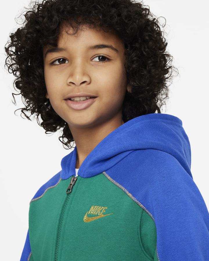 Sudadera Con Capucha Nike Sportswear Kids Full-Zip Niño Azul Real Amarillo | LUCHG-3259