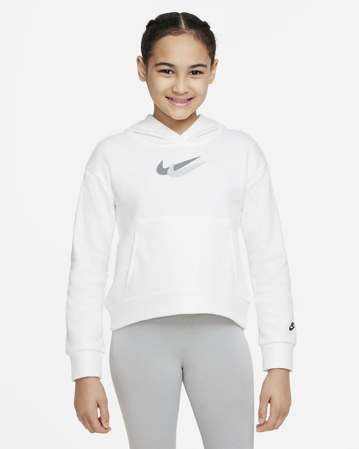 Sudadera Con Capucha Nike Sportswear Kids Fleece Niña Blancas Negras | LXHYP-3728