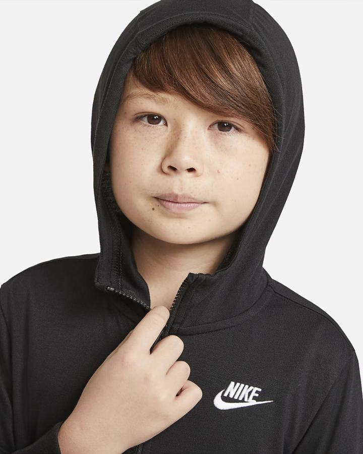 Sudadera Con Capucha Nike Sportswear Kids Full-Zip (Extended Size) Niño Negras Blancas | MCGSL-2786