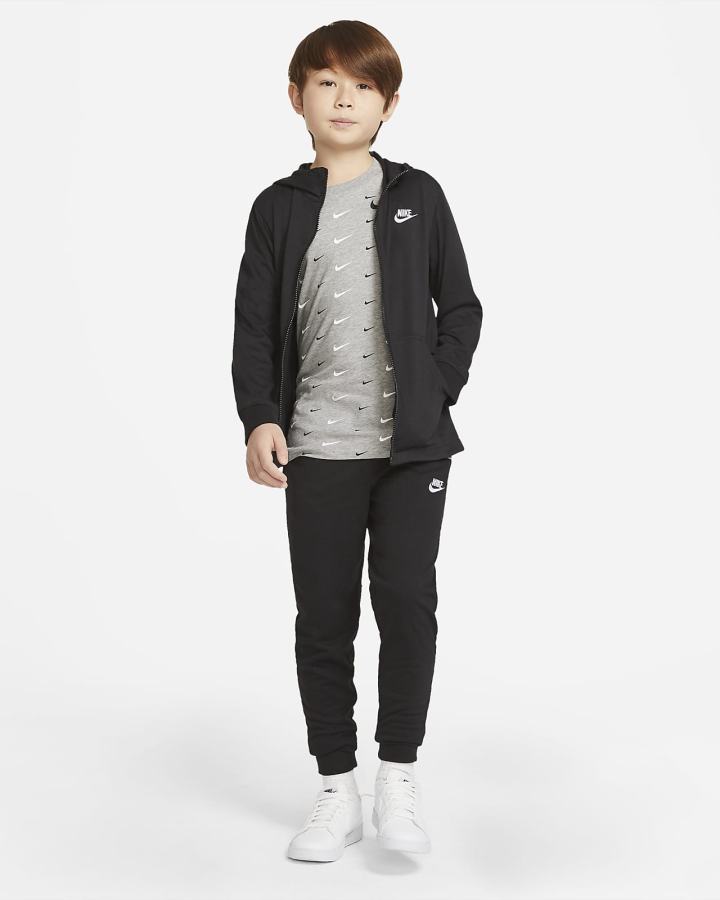 Sudadera Con Capucha Nike Sportswear Kids Full-Zip (Extended Size) Niño Negras Blancas | MCGSL-2786