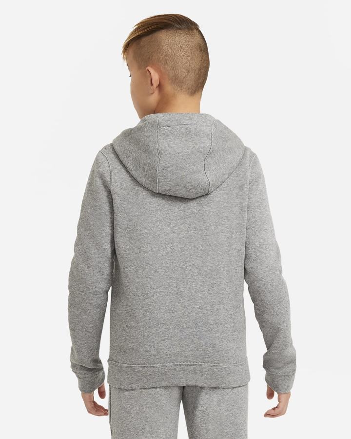 Sudadera Con Capucha Nike Sportswear Kids Full-Zip Niño Gris Oscuro Blancas | MGCBH-8132