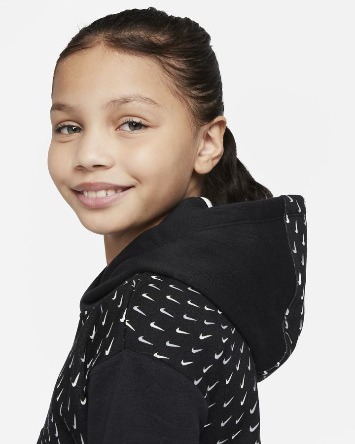 Sudadera Con Capucha Nike Sportswear Kids Printed Fleece Niña Negras Blancas | OPACY-2364