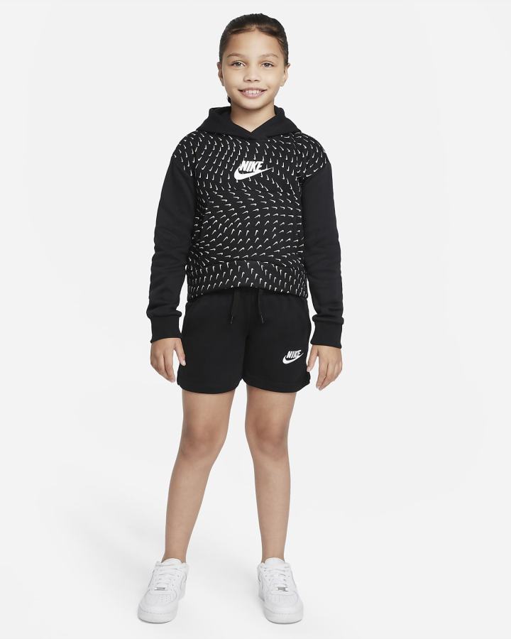 Sudadera Con Capucha Nike Sportswear Kids Printed Fleece Niña Negras Blancas | OPACY-2364