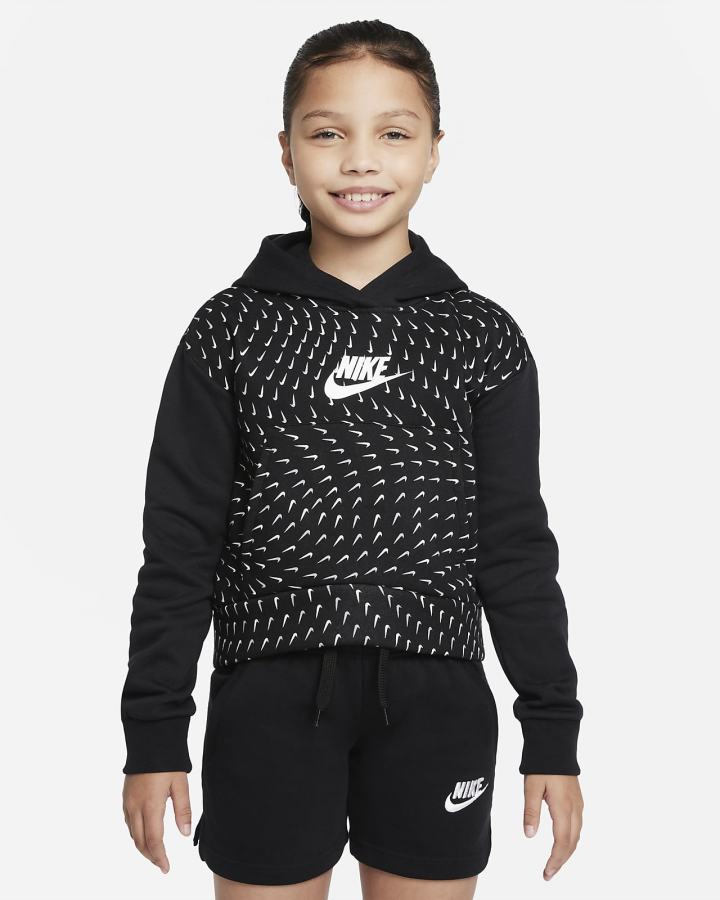 Sudadera Con Capucha Nike Sportswear Kids Printed Fleece Niña Negras Blancas | OPACY-2364
