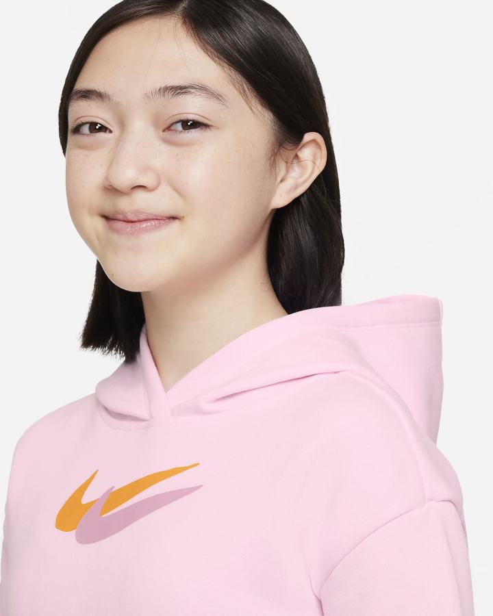 Sudadera Con Capucha Nike Sportswear Kids Fleece Niña Rosas Blancas | QEZPN-1078