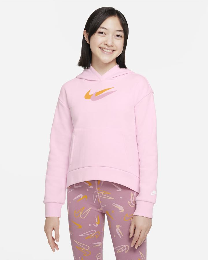 Sudadera Con Capucha Nike Sportswear Kids Fleece Niña Rosas Blancas | QEZPN-1078