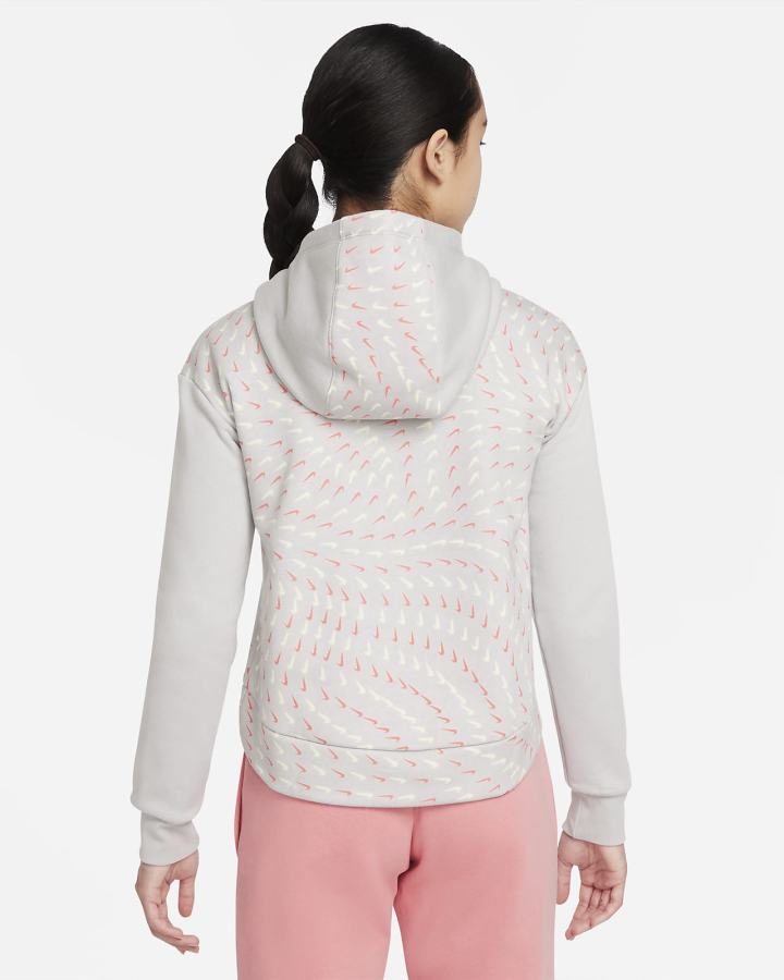 Sudadera Con Capucha Nike Sportswear Kids Printed Fleece Niña Gris Claro Rosas Azules | QPWZA-7158