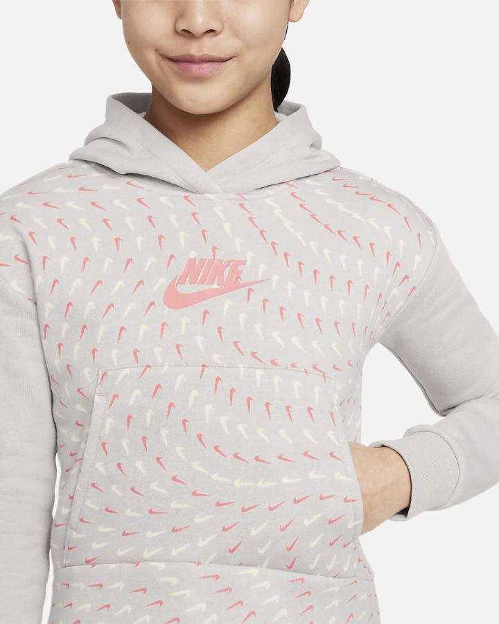 Sudadera Con Capucha Nike Sportswear Kids Printed Fleece Niña Gris Claro Rosas Azules | QPWZA-7158