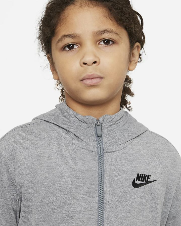 Sudadera Con Capucha Nike Sportswear Kids Full-Zip (Extended Size) Niño Gris Oscuro Negras | TNXRK-5762