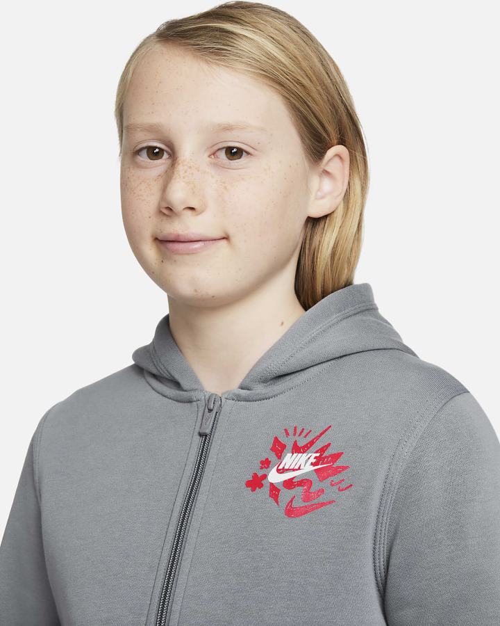 Sudadera Con Capucha Nike Sportswear Kids Full-Zip Niño Gris Rojas | WRMGL-4750