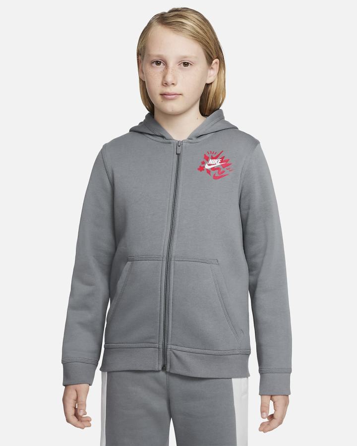 Sudadera Con Capucha Nike Sportswear Kids Full-Zip Niño Gris Rojas | WRMGL-4750