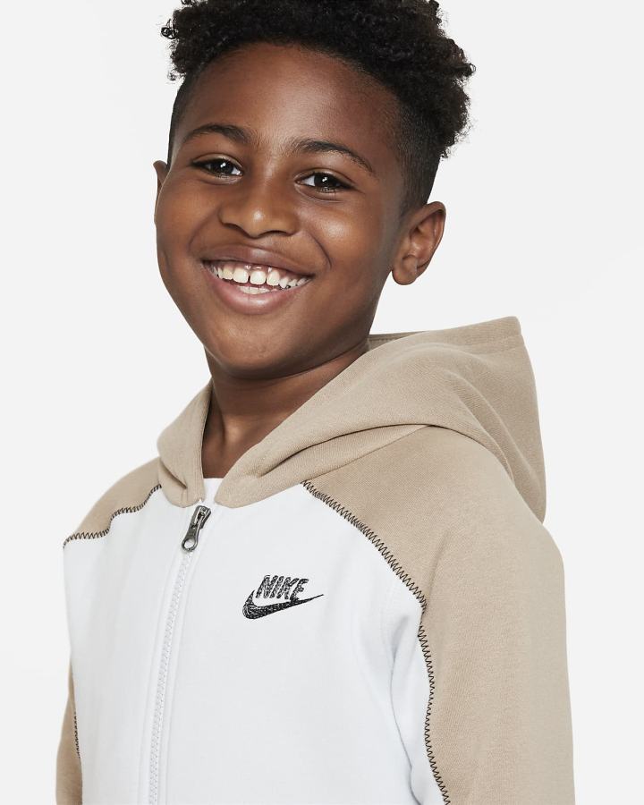 Sudadera Con Capucha Nike Sportswear Kids Full-Zip Niño Kaki Negras | ZNDQW-2653