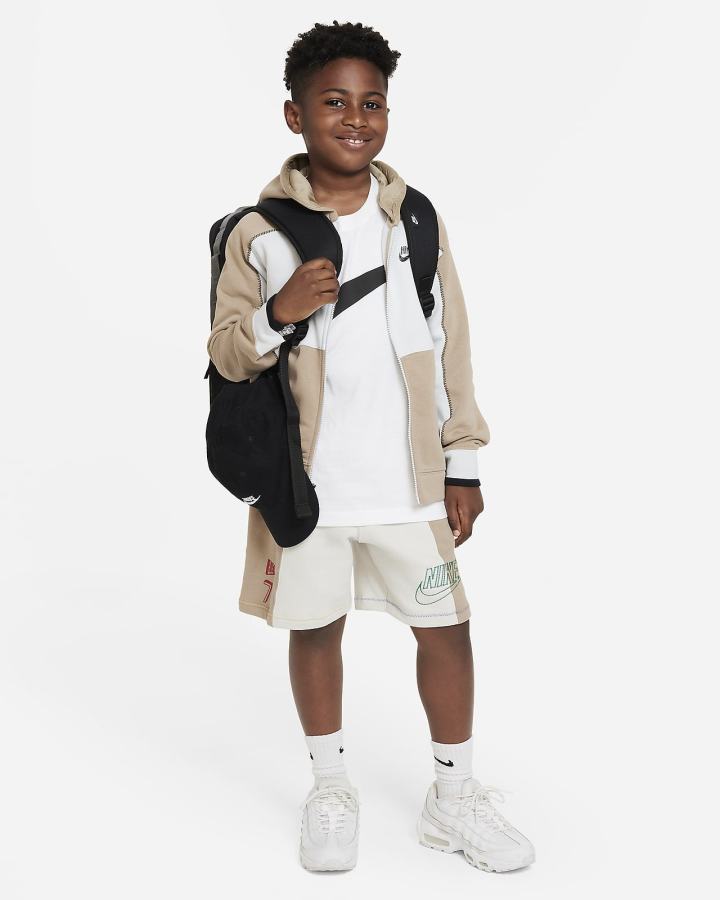 Sudadera Con Capucha Nike Sportswear Kids Full-Zip Niño Kaki Negras | ZNDQW-2653