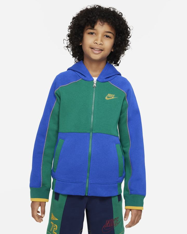 Sudadera Con Capucha Nike Sportswear Kids Full-Zip Niño Kaki Negras | ZNDQW-2653
