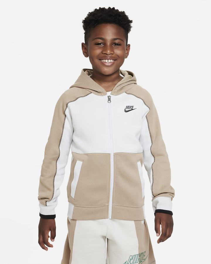 Sudadera Con Capucha Nike Sportswear Kids Full-Zip Niño Kaki Negras | ZNDQW-2653