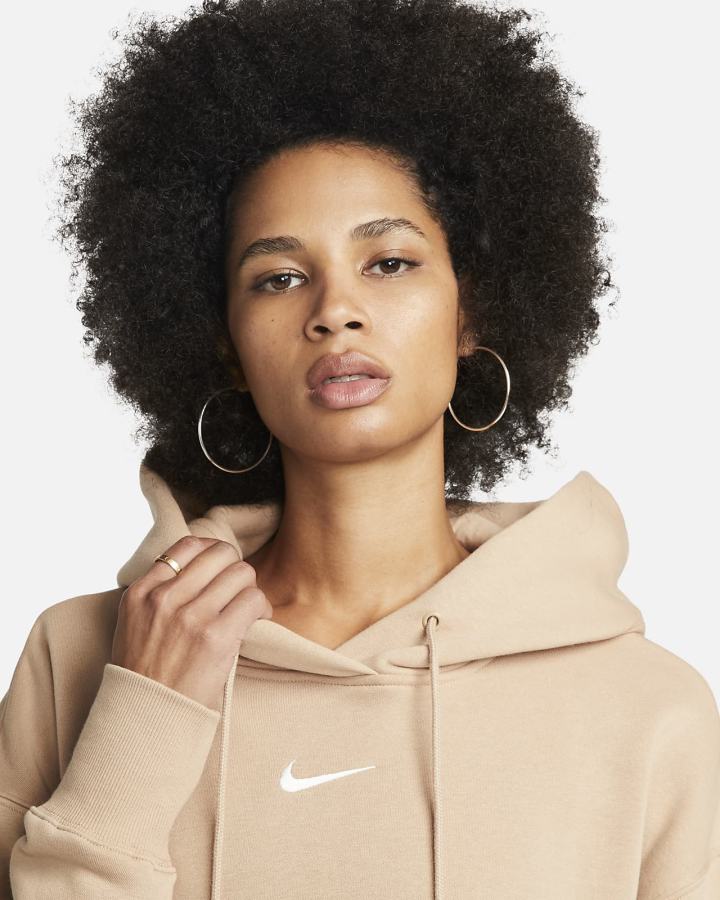 Sudadera Con Capucha Nike Sportswear Phoenix Fleece Oversized Mujer Beige | DVKNS-6084